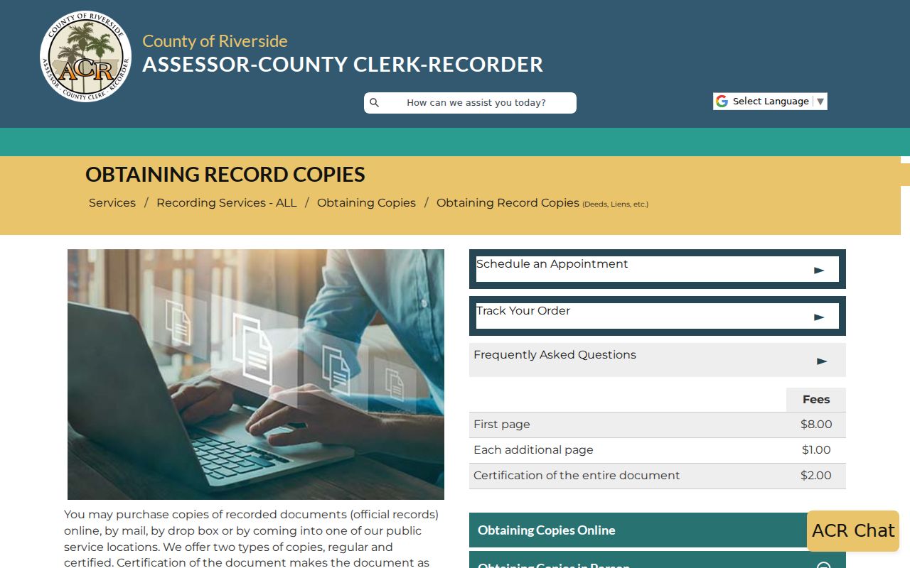 Lake Elsinore public records copy channels and county fees
