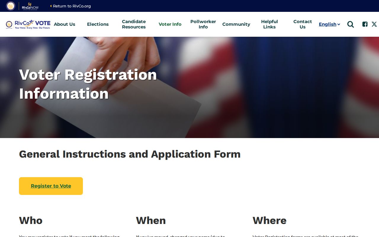 Lake Elsinore voter registration information from Riverside County